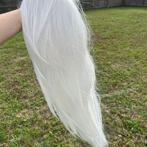 White Long Straight Wig – Adjustable Cap – Worn Once